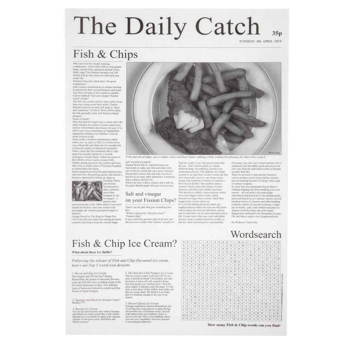 Newspaper Print Greaseproof Paper 500 x 26cm x 43cm