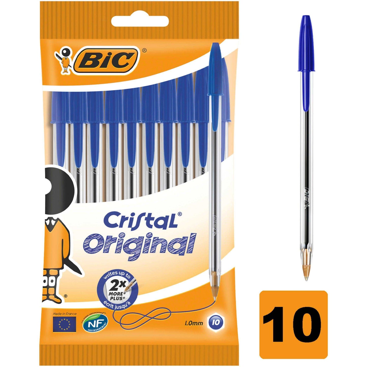 BIC Cristal Original BLUE Ballpoint Pens 1 x 10