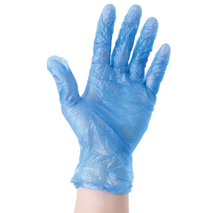 Small Powder Free Blue Disposable Vinyl Gloves 1 x 100