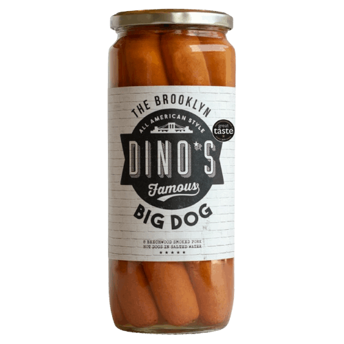 Dino's Famous Brooklyn Big Dog Smoked Hot Dogs (8) 720gm