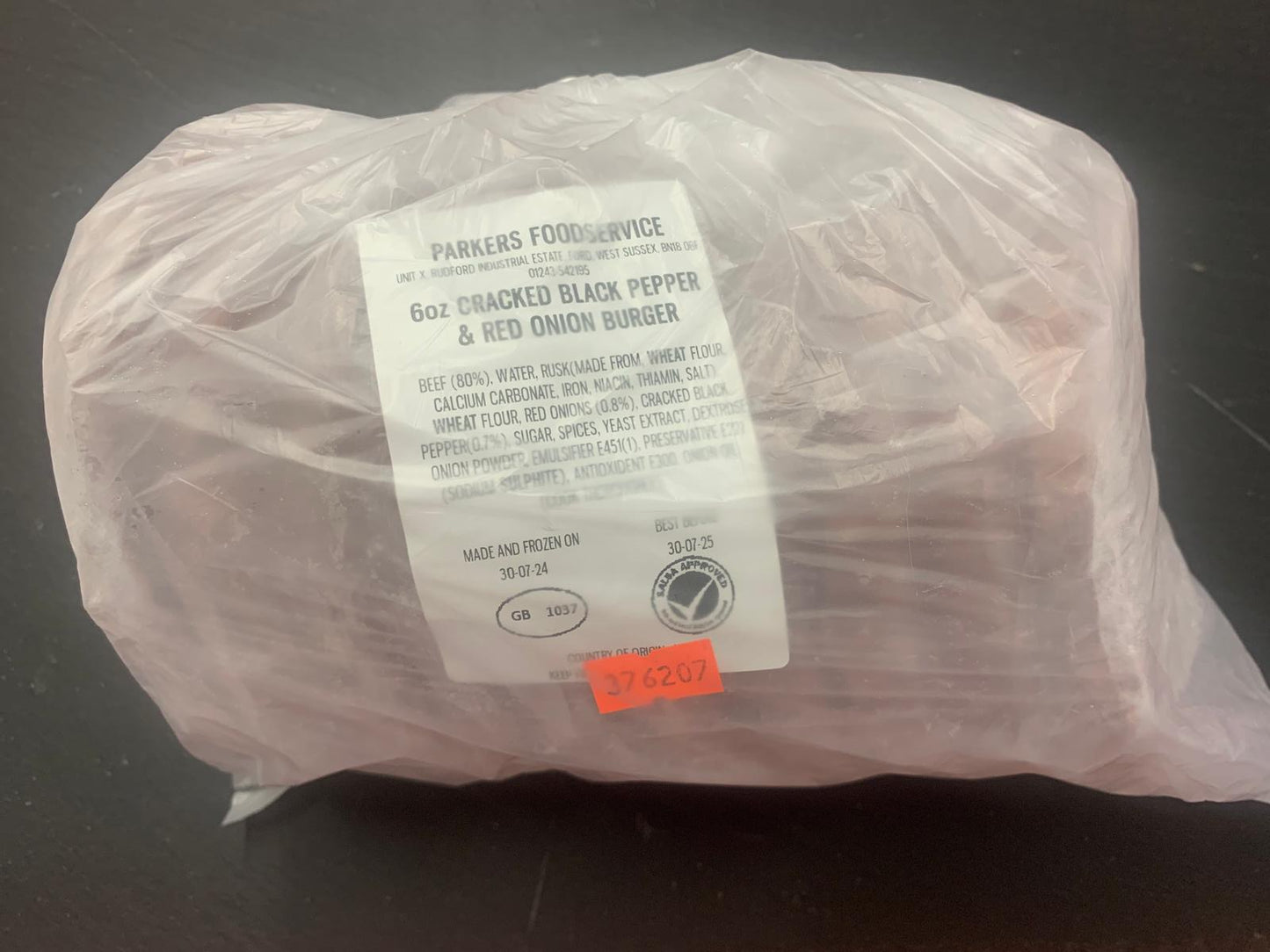 10 x 6oz Onion & Black Pepper Beef Burger