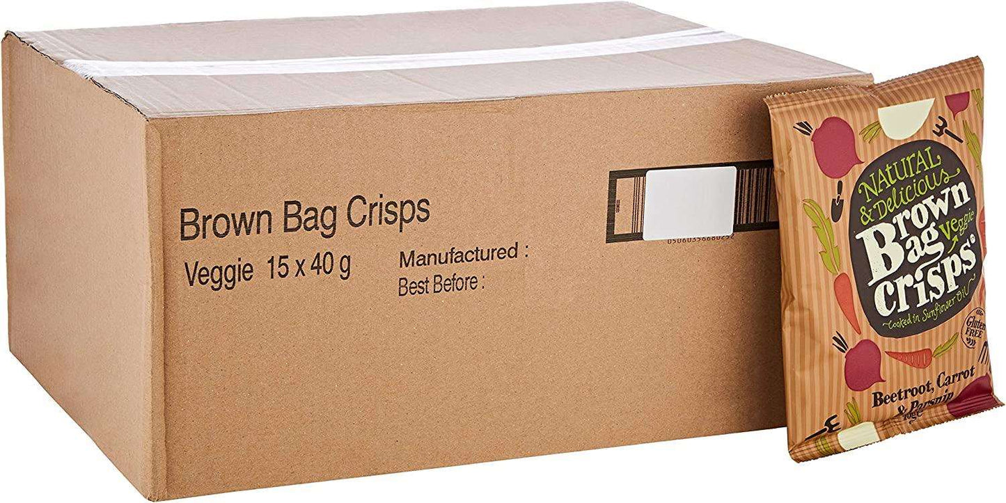 Brown Bag Beetroot, Carrot & Parsnip Veg Crisps 15 x 40gm