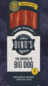 Dino's Famous Brooklyn Big Dog Smoked Hot Dogs (4) 360gm