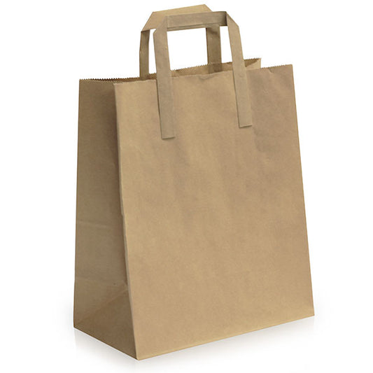 Small Block Bottom Brown Paper Bags with handle 1 x 250