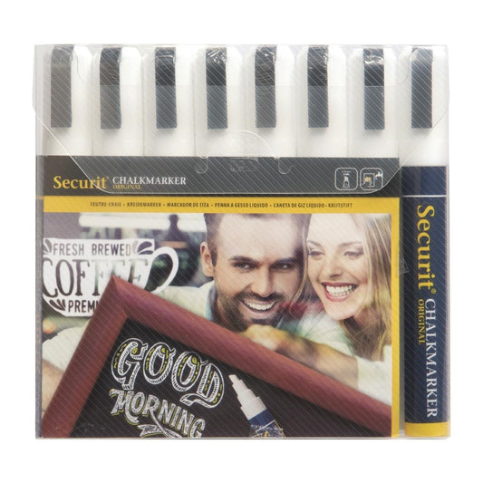 Securit Medium ASSORTED Chalk Markers 6mm Nib (Pack of 8)