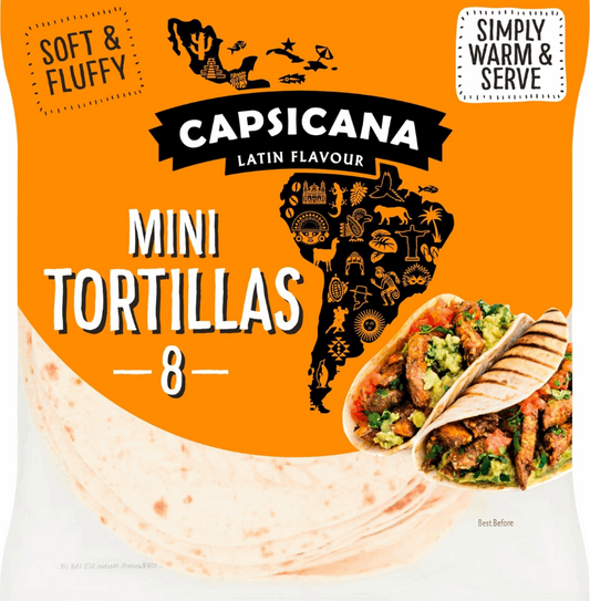 Capsicana Mini Soft Taco Shell Tortilla Wraps 8 pack