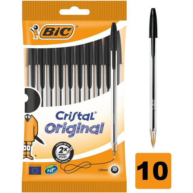 BIC Cristal Original BLACK Ballpoint Pens 1 x 10