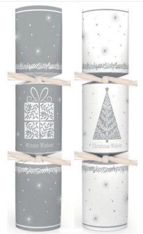 Standard White & Silver Tree Crackers 100 x 10inch