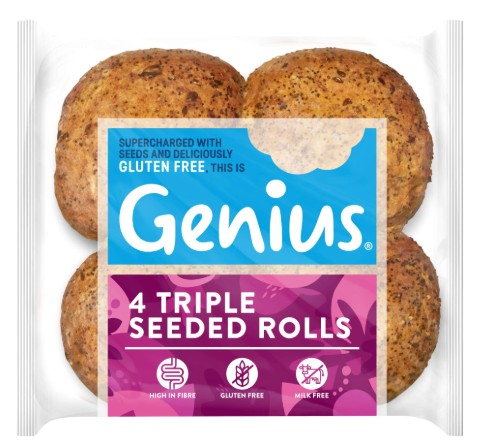 Genius Gluten Free Triple Seeded Rolls 4 per pack