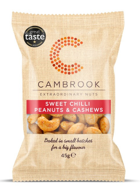 Cambrook Baked Sweet Chilli Peanuts & Cashews 24 x 45gm