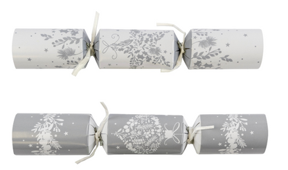 Standard Silver & White Bauble Crackers 100 x 10inch