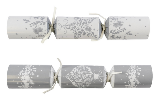 Standard Silver & White Bauble Crackers 100 x 10inch