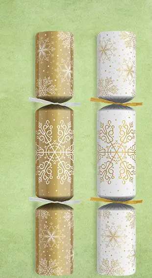 Snowflake Supreme Gold/White Mixed Box Cracker 100 x 10inch