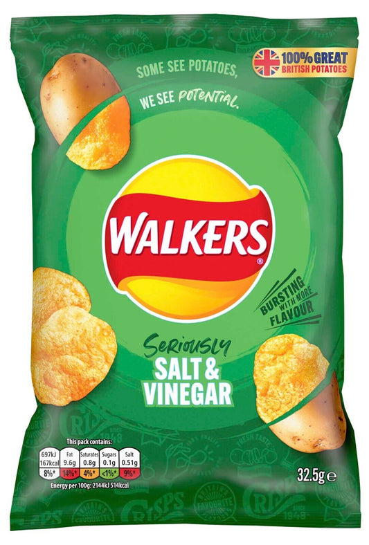 Walkers Salt & Vinegar Crisps 32x32.5gm