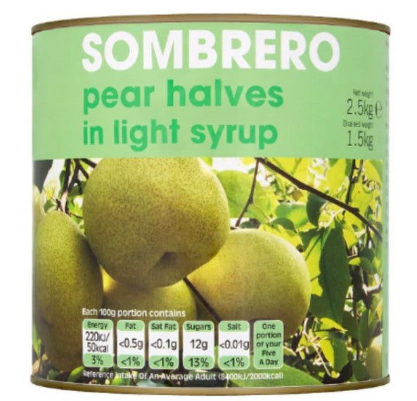 Sombrero Pear Halves In Syrup 820gm