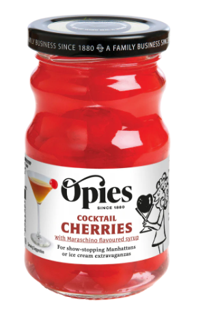 Opies Cocktail Cherries Maraschino with stalk 400gm