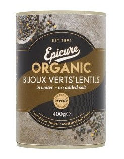 Epicure Organic Bijoux Verts Lentils 400gm (Green)