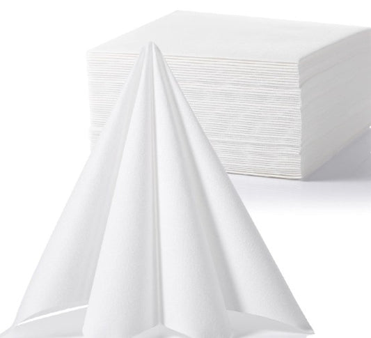 Bulky Soft 5* White Linen Effect Napkins 40cm x 40cm 8 Fold