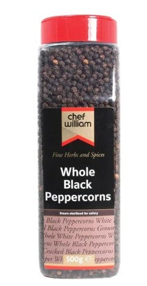 Chef William Whole Black Peppercorns (Tub) 500gm