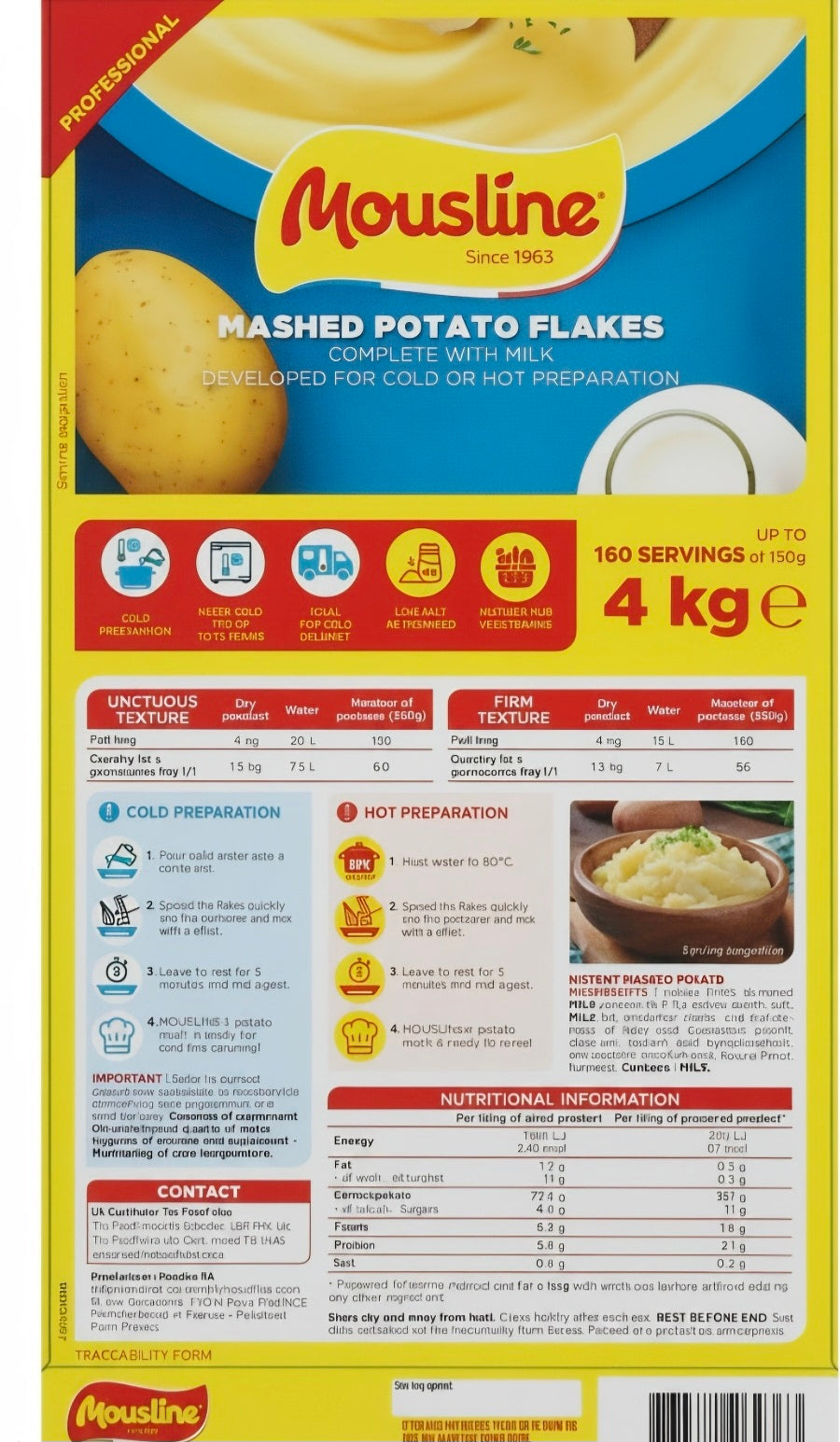 Mousline Mash Potato Mix 4kg