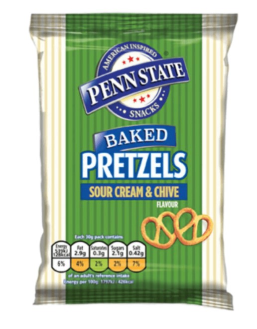 Penn State Sour Cream & Chive Pretzels 33x30g