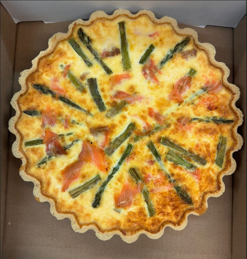 Sussex Handmade Smoked Salmon & Asparagus Quiche 1x10.5inch - TO ORDER ONLY