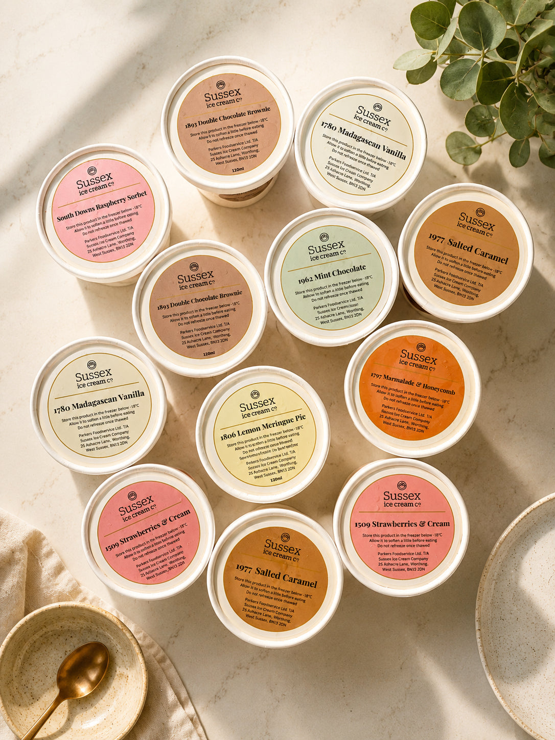 Sussex Ice Cream Mixed Flavour Ice Creams 12 x 120ml