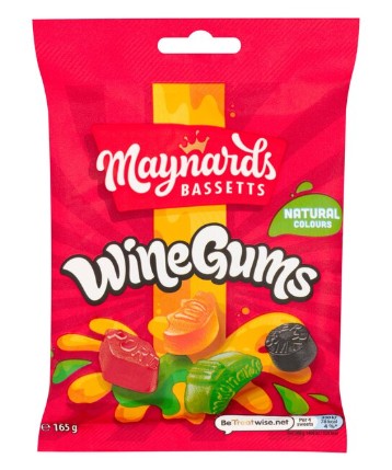 Maynards Bassetts Wine Gum Pouch Bag 10 x 165gm