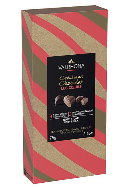 Valrhona Creations Les Couers Milk & Dark Chocolate Hearts 75g