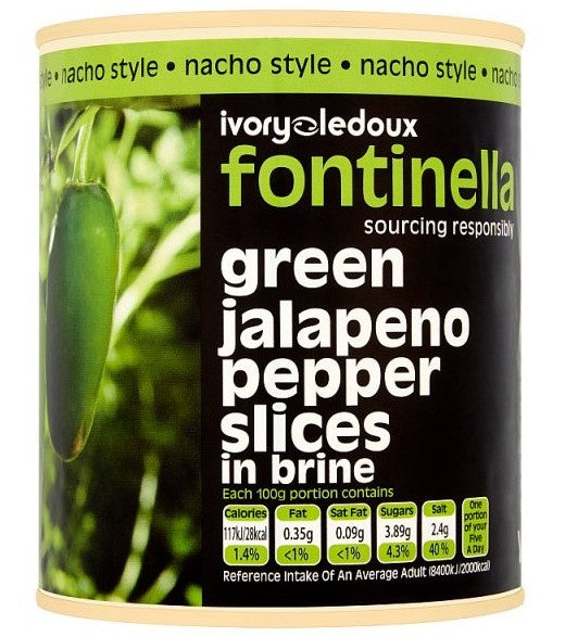 Fontinella Sliced Green Jalapenos In Brine 800gm