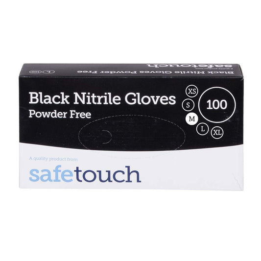 Medium Powder Free BLACK Disposable NITRILE Gloves 1 x 100